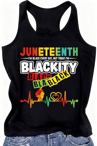 Juneteenth Shirts Women 1865 Black Independence Day Tank Black History Tee African American Shirt Summer T-Shirt(Black5, X-Large)