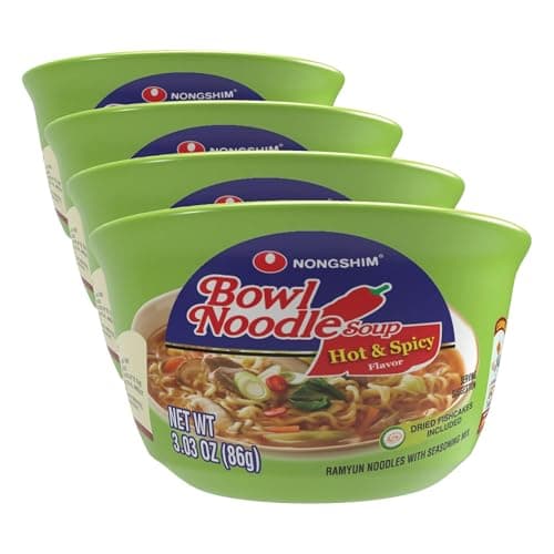 Nongshim HOT & SPICY Noodle Soup, 3.03 Ounce (Pack of 4)~$3.68 @ Amazon