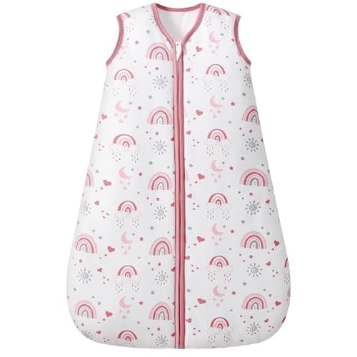 FIEMOL Baby Sleep Sack 18-24 Months, 2.5 TOG Cotton Winter Baby Wearable Blanket with 2-Way Zipper, Warm Soft Sleeping Bag for Toddler Boy Girl, XLarge Rainbow