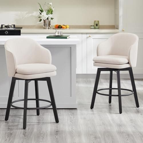Counter Height Barstools 26 in...n Island,Set of 2,Beige Fabric