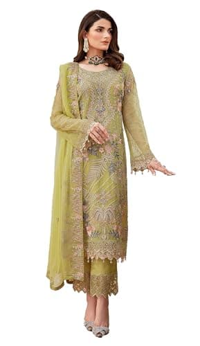 STELLACOUTURE indian Pakistani Salwar Kameez suit ready to wear embroidered plus size eid festival for women 5125-O (Lime, 46)
