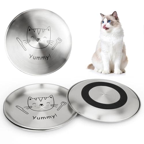 4-pc Stainless Steel Shallow Cat Food Bowls (Yummy Cat) $6.99 + Free Shipping w/ Prime or on $35+