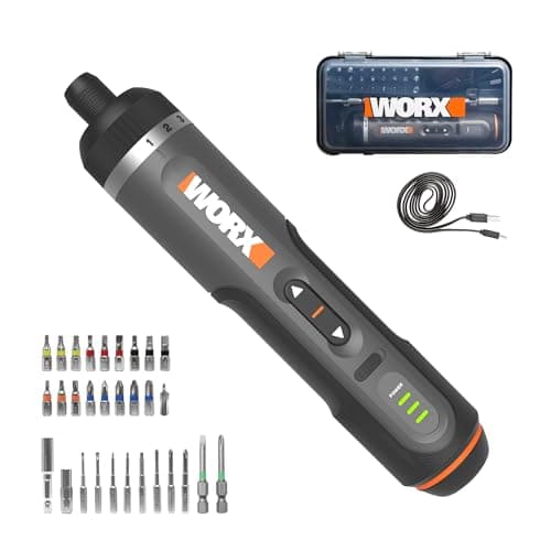 $29.64: WORX WX242L 4V Lithium Screwdriver 30-Piece Accessory Kit Cordless Electric Driver Rechargeable Battery Black/Silver