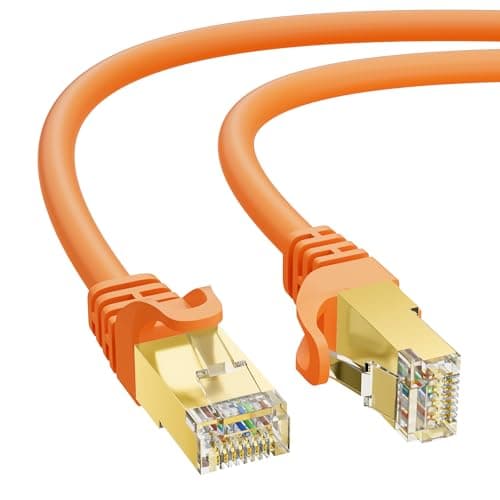 Cat 7 Ethernet Cable 3 FT, 10Gbps High Speed Internet Cord, SFTP Shielded, OFC Pure Copper, CAT7 RJ45 LAN Network Cable Compatible with PC, Laptop, PS5, Xbox Modem, Router, PoE, Orange Cable