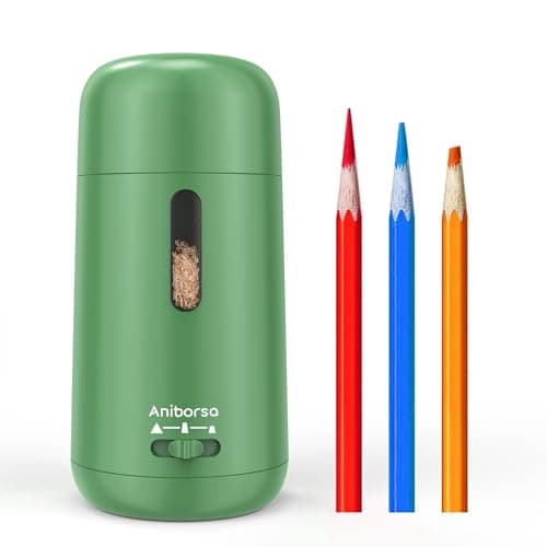 Aniborsa Automatic Electric Pencil Sharpener - Auto Feed, Auto Stop & Auto Eject, Rechargeable for Classroom, Home, School, Office, Green