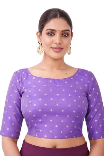 Indian Jacquard Silk Saree Blouse for Women Bollywood Choli Top | Ethnic Crop Top for Wedding, Party, Navratri, Festival Wear, Eid Burgendy