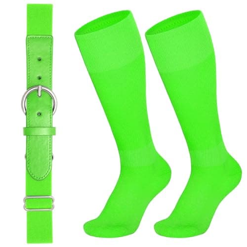 SANSTHS Baseball Belt and Socks Combo for Youth Boys Girls Softball Socks and Elastic Belt for Adult,fluorescent green,youth