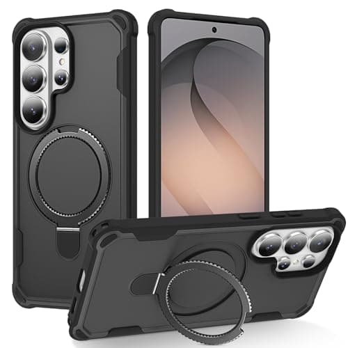 HIGLYCASE Compatible with Samsung Galaxy S26 Ultra Case Invisible Magnetic Kickstand [Compatible with Mag-Safe][10 FT Military Drop Protection] Hard Back Soft Edge 6.9 Inch, Black