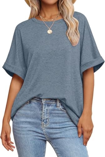 GKBK Women's Crew Neck Short Sleeve Oversized T-Shirts (Various Colors) From $5