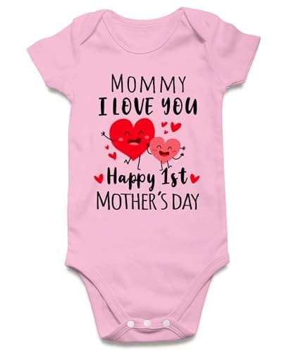 RAISEVERN Baby Boy's Clothes 6-9 Months Mommy I Love You Happy 1st Mother's Day Newborn Boy Girl Announcement Sayings Outfit Gender Neutral Funny Infant