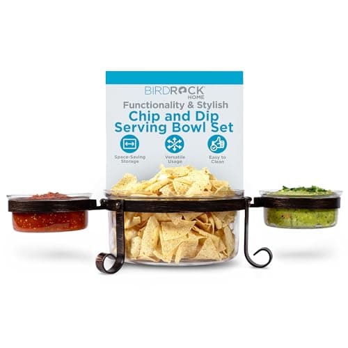 BIRDROCK HOME Chip and Dip Ser...age - Clear Glass, Black Frame