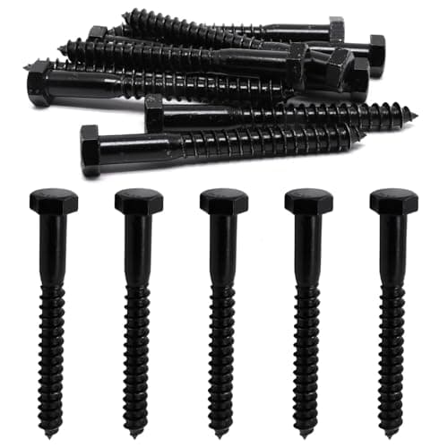 BENLIUDH 3/8" X 3-1/2" Hex Lag Screws, 304 Stainless Steel Lag Screws Bolts for Wood (10PCS, Black)