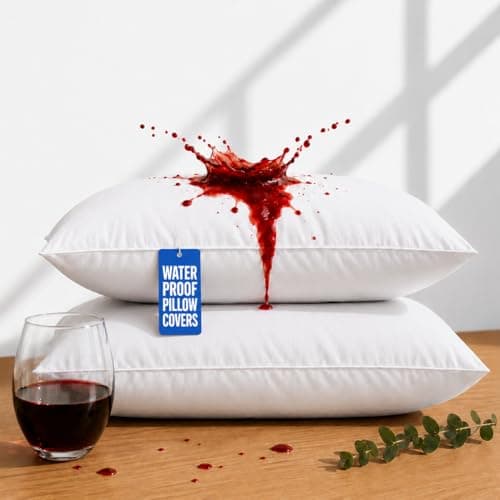 Set of 2 Standard/Queen Waterproof Pillow Protectors - Temperature Balancing, Allergist Recommended - Premium Breathable, Zippered Protectors (White)