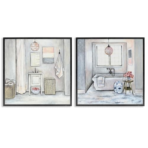 Stupell Industries Bathroom In...ll Art, 2pc, Each 12 x 12, Red