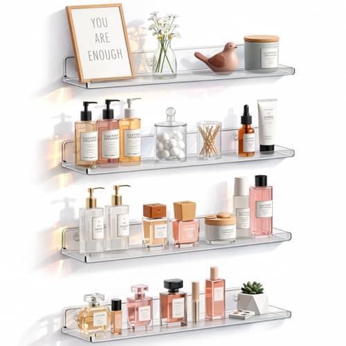 Clear Floating Shelves 4-Pack Only $9.98 on Amazon
