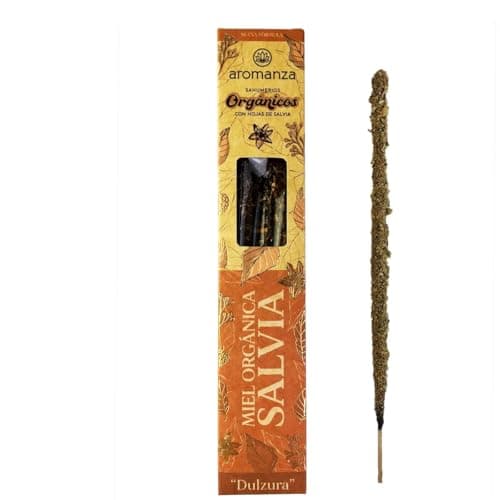 Organic Incense Sticks 6 u Organic Honey & Sage “Sweetness” – Herbal Aromatherapy for Positivity, Emotional Balance | Warm, Calming Scent for Relaxation, Energy Cleansing & Mindfulness – Aromanza