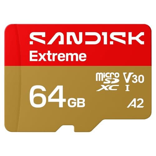 SANDISK 64GB Extreme microSD UHS-I Card - Up to 170MB/s Read Speed and 80MB/s Write Speed, 5.3K Video, 4K UHD Video, high-Performance for Action cams, Drones, Android Devices - SDSQXH9-064G-GZ6MA