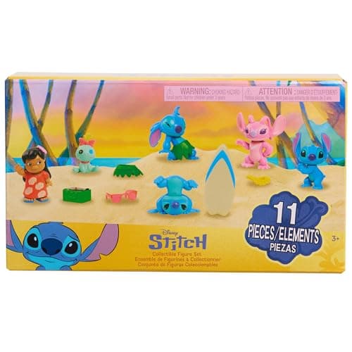 Disney Stitch Collectible Figure Set with Accessories, 11-Pieces, 2-inch Figurines, Collectible Toys, Home Decoration, Kids Toys for Ages 3 Up by Just Play