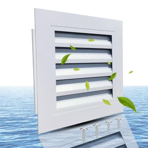Gable Vent with Screen - 12" X 12" Aluminum Attic Vent Square Louvered Vent Cover - White Paintable Wall Vent Systems for Houses, Attic, Shed, Door, Shipping Container,Vent Opening: 10" X 10"