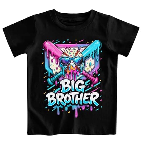 Funnycokid Big Brother Shirt 5T 4T Baseball Drip for Toddler Boys Promoted Black Size 5 Pregnancy Announcement Gifts for Boys