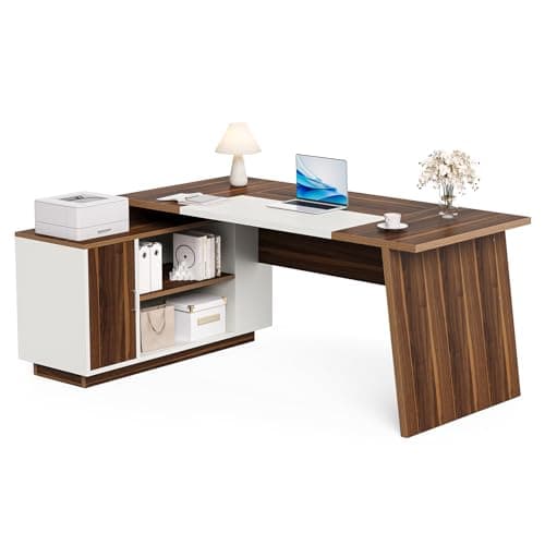 LITTLE TREE 70.5-Inch Executiv... Office Home, Walnut and Black