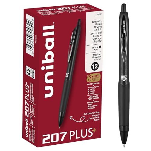 12-Pk uniball 207 Plus+ 0.7mm Medium Point Retractable Gel Pens (Black Ink) $10.35 w/ S&S