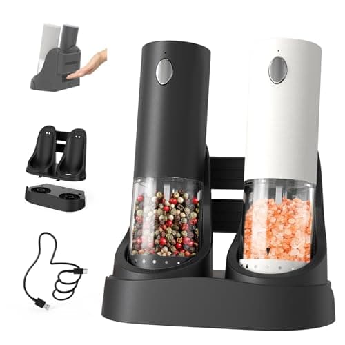 Circle Joy LED Rechargeable Electric Salt & Pepper Grinder Set w/ Easy-to-Carry Charging (White&Black) $17.99 + Free Shipping w/ Prime or on $35+