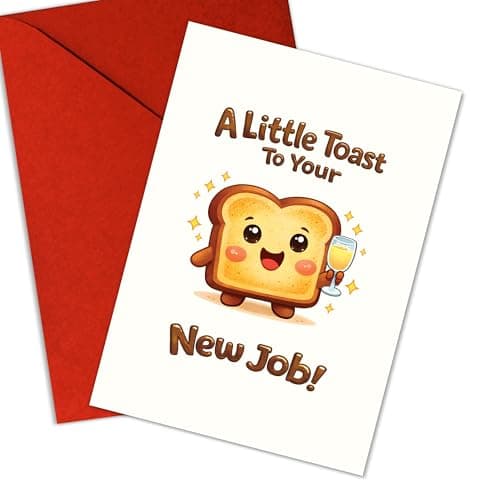 Podagree Funny New Job Card for Friends - Congratulations Well Done Card - 'A Little Toast' New Job Card Congratulations on Your New Job Card with Envelope Leaving Farewell Goodbye