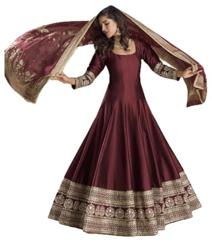 STELLACOUTURE Ready to wear salwar kameez for women, Indian Pakistani traditional ethnic suit, Eid, Wedding, Party 2998-O (Maroon, 38)
