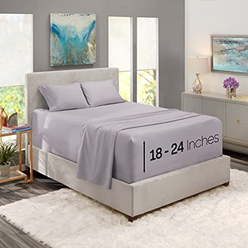 Nestl King Bed Sheet Set - Gre...er - 4-Piece Extra Deep Pocket