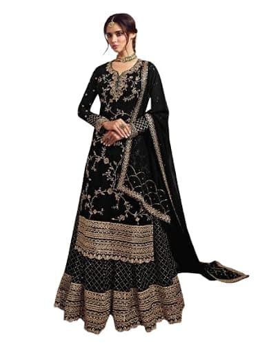 Nimbark Indian/Pakistani Traditional Georgette Palazzo Style Partywear Wedding Salwar Kameez Suit for Women With Dupatta