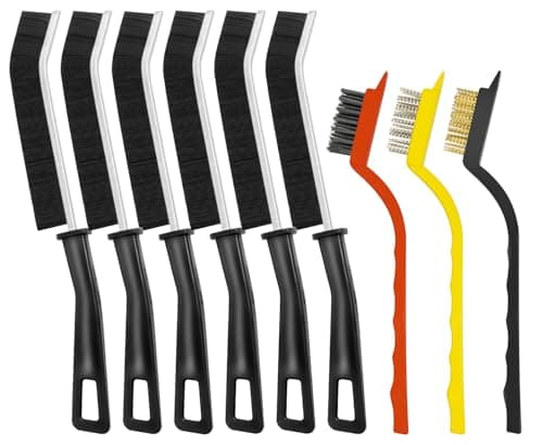 9PCS Crevice Cleaning Brush, Hard Bristle Scrub Brushes Tools for Deep Cleaning Gap, Multifunctional Grout Brush for Home, Bathroom, Kitchen, Window and Corners