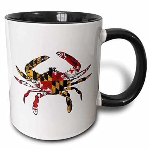 3dRose Maryland Crab Flag. 11oz Two-Tone Black Mug