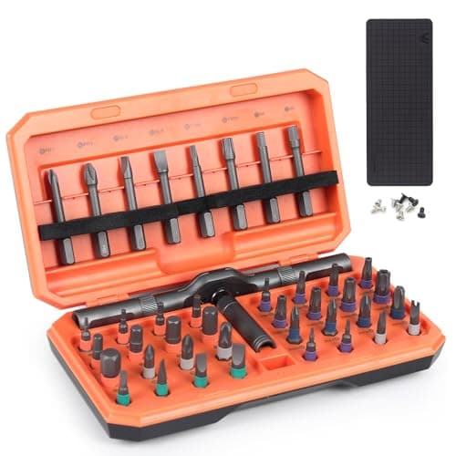 Arcomin Magnetic Ratchet Screwdriver Set - 42 in 1 Multifunction Mini Ratcheting Screwdriver Kit with Detachable Handle & Portable Case for DIY Repair, Furniture, Bicycle, Electronics (Orange)
