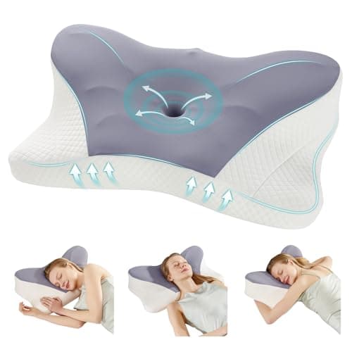 DUMOS Cervical Neck Pillow, Co..., Back, Stomach Sleepers, Grey