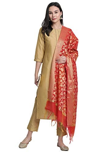 Janasya Indian Women's Gold Solid Festive Wear Kurta Set for Women