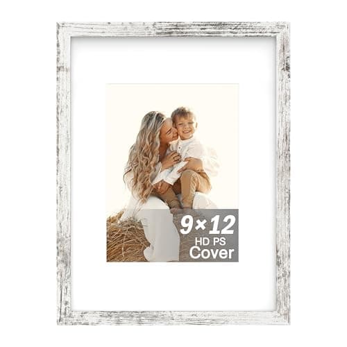 An&He 9x12 inch Picture Frame, White Simple Photo Frame for Decorative Artwork, Suitable for Tabletop, Desk, Bookshelf and Wall Display, Photo Gallery Decor