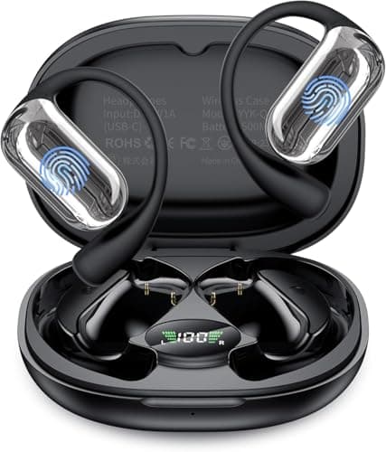 EUQQ Open Ear Earbuds –80H Playtime Open Ear Headphones,Over Ear Earbuds with Ergonomic Earhook,arbuds Wireless Bluetooth, Sweat & Water-Resistant Earphones, Running Headphones with Ultra-Lightweight