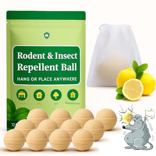 Rodent and Insect Repellent Moth Balls, 12 Packs Rats and Squirrel Repellent for Indoor and Outdoor, Peppermint to Repel Rats and Mice, Mouse and Rodent Deterrent for Attic, House, Garden, Car Engine