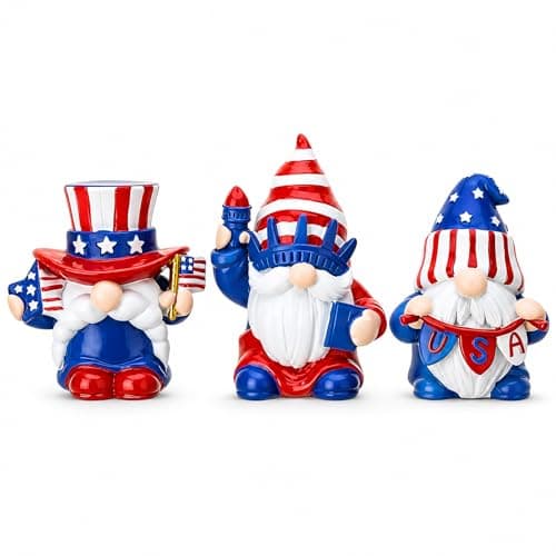 GGSTDDUP 3 Pack 4th of July Gnome Decorations, Memorial Day Decorations for Home Decor, Patriotic Gnome Figurines Gift for Memorial Day Independence Day Veterans Day Armed Forces Day Home Decor
