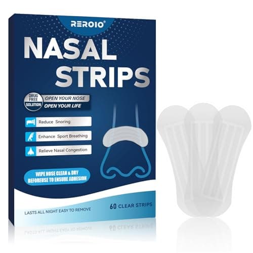 REROIO Nasal Strips for Snoring – Comfortable Nose Strips for Breathing,Anti Snoring Devices,Skin-Friendly Snoring Solution for Better Airflow & Restful Sleep