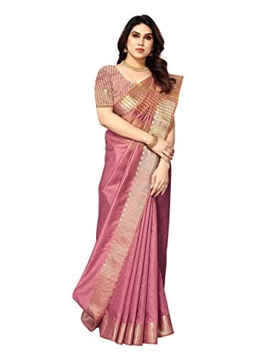 Sidhidata Women's Assam Silk Saree With Unstitched Blouse Piecee (Assam Onion_Onion_Free Size)