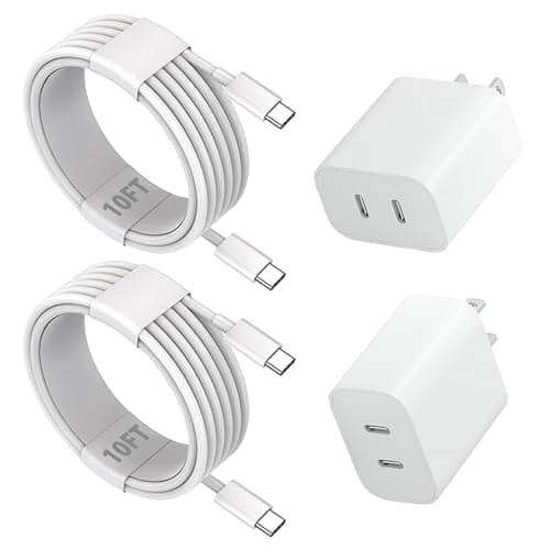 iPhone 17 16 15 Fast Charger, 2Pack USBC Double Charger Block with 10FT Long C to USB C Cable, Dual Fast Charger Compatible with iPhone 17 Pro Max/17 Pro/Air/16 Pro Max/16e/15 Pro Max/15 Pro/15/iPad