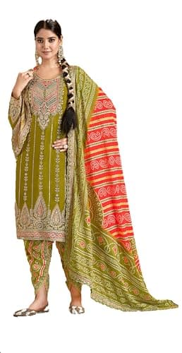 Shriva Fashion Ready to wear indian punjabi dhoti style salwar kameez for Events/wedding/party for women (2864) (Green, 36)