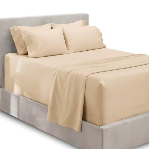 Hearth & Harbor Bed Linen Set ...Deep Pocket, Cream, Microfiber