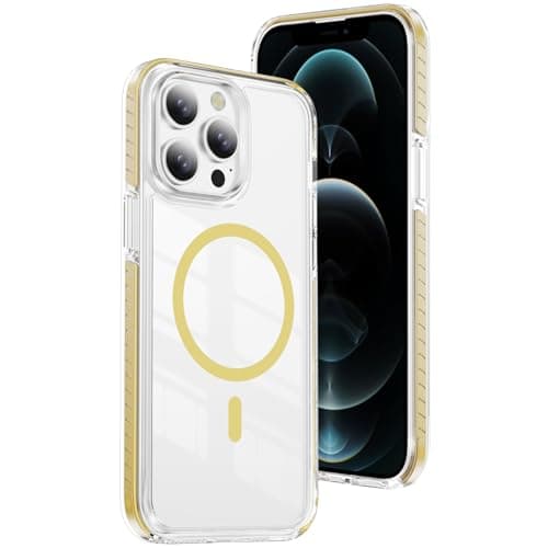 DEERLAMN Magnetic Clear Case for iPhone 12/iPhone 12 Pro 6.1-Inch, [Compatible with Magsafe][Anti-Yellowing] Transparent Slim Shockproof Protective Phone Cover, Yellow