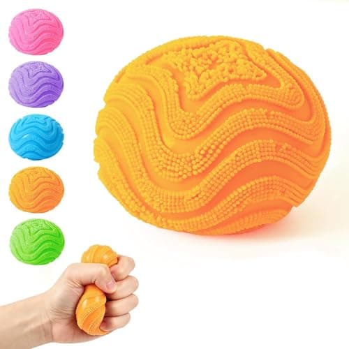 Fuzz Ball Squishy Stress Ball, Slow Rising Memory Foam, Fidget Toy for Adults, Anxiety and Stress Relief (Orange)