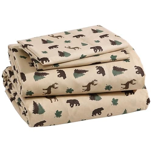 Beatrice Home Fashions Cozy Ca...rk Plaid Deer, Brown Tan Green