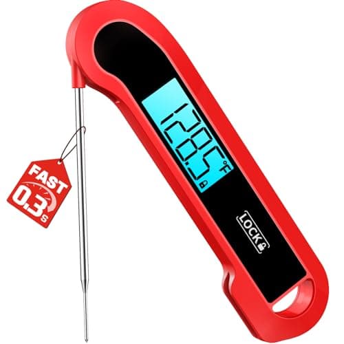 0.3 Sec Instant Read Meat Thermometer Digital for Cooking, ±0.5℉ Precision, Food Thermometer for Grilling, Air Fryer, Smoker, Candy, BBQ Essentials Accessories, Gifts for Him Men Dad Birthday, Red