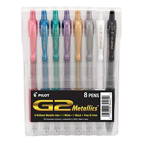 Pilot G2 Pens, Metallic Refill...orted Color Inks, 8-Pack Pouch